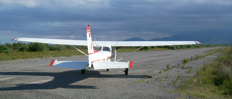 small plane on runway